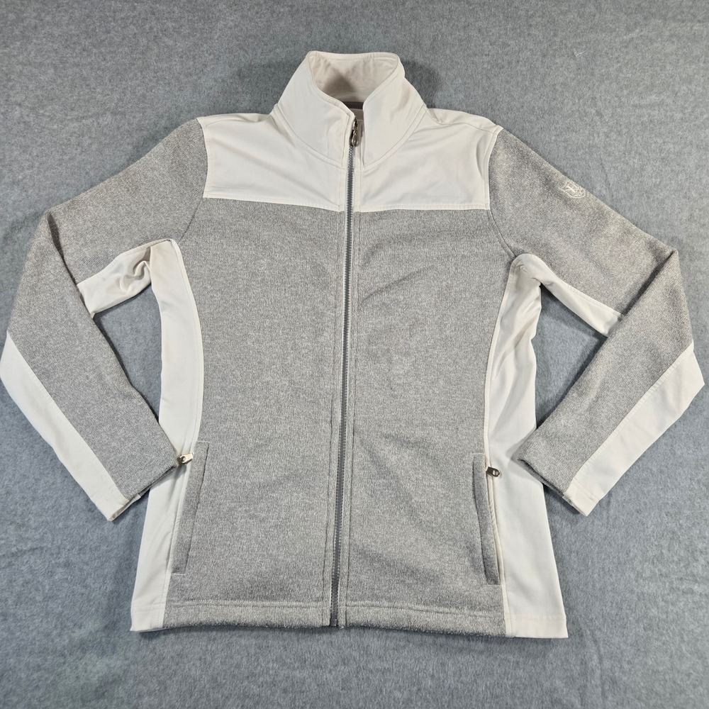 Straight Down Womens Gray White Full Zip Golf Jacket Size Medium Heathered Mock